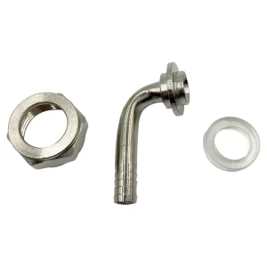 KIT CODO 90º CON ESPIGA (1/4"), TUERCA HEXAGONAL Y EMPAQUE