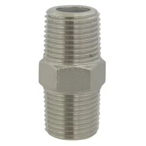 NIPLE DE ACERO INOXIDABLE DE 1/2" CON TUERCA HEXAGONAL