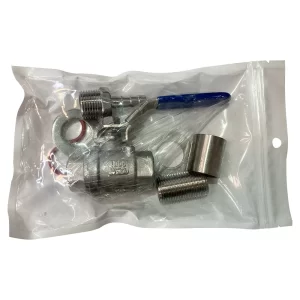 VALVULA DE 1/2" INOXIDABLE CON ESPIGA Y NIPLE