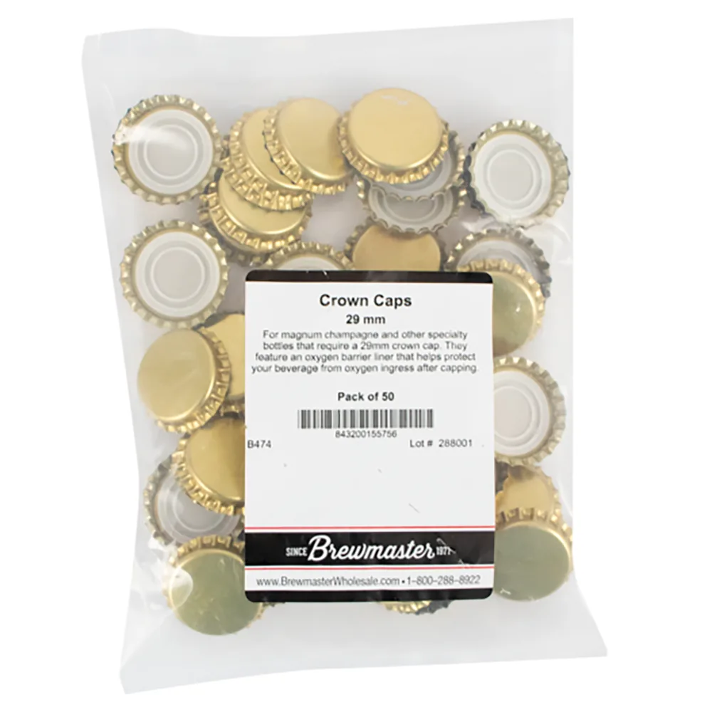 CORCHOLATA DORADA DE 29 mm PARA BOTELLA DE CHAMPAN (50 Pz)