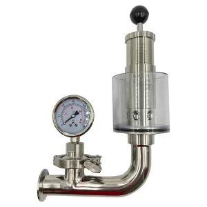 VALVULA DE DESCARGA TRI-CLAMP DE 1.5" CON MANOMETRO