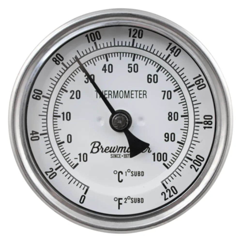 TERMOMETRO BREWMASTER CON CARATULA DE 3" Y ROSCA DE 1/2" MPT (SONDA 2")