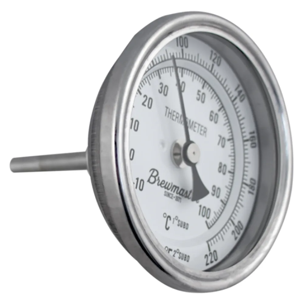 TERMOMETRO BREWMASTER CON CARATULA DE 3" Y ROSCA DE 1/2" MPT (SONDA 2") - Image 2