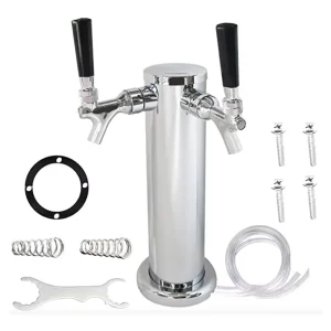 TORRE PARA CERVEZA DE 2 FAUCETS ACERO INOXIDABLE