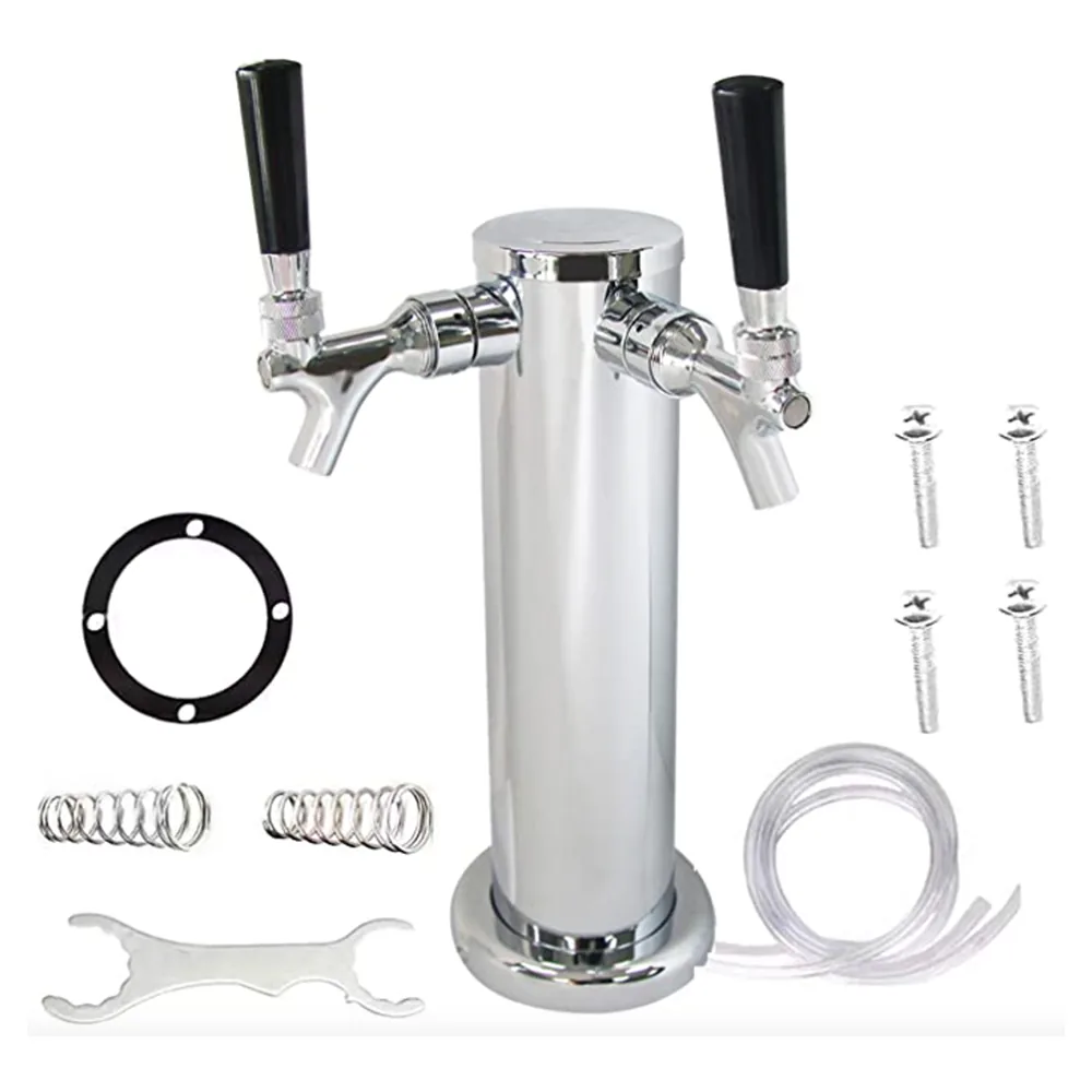TORRE PARA CERVEZA DE 2 FAUCETS ACERO INOXIDABLE