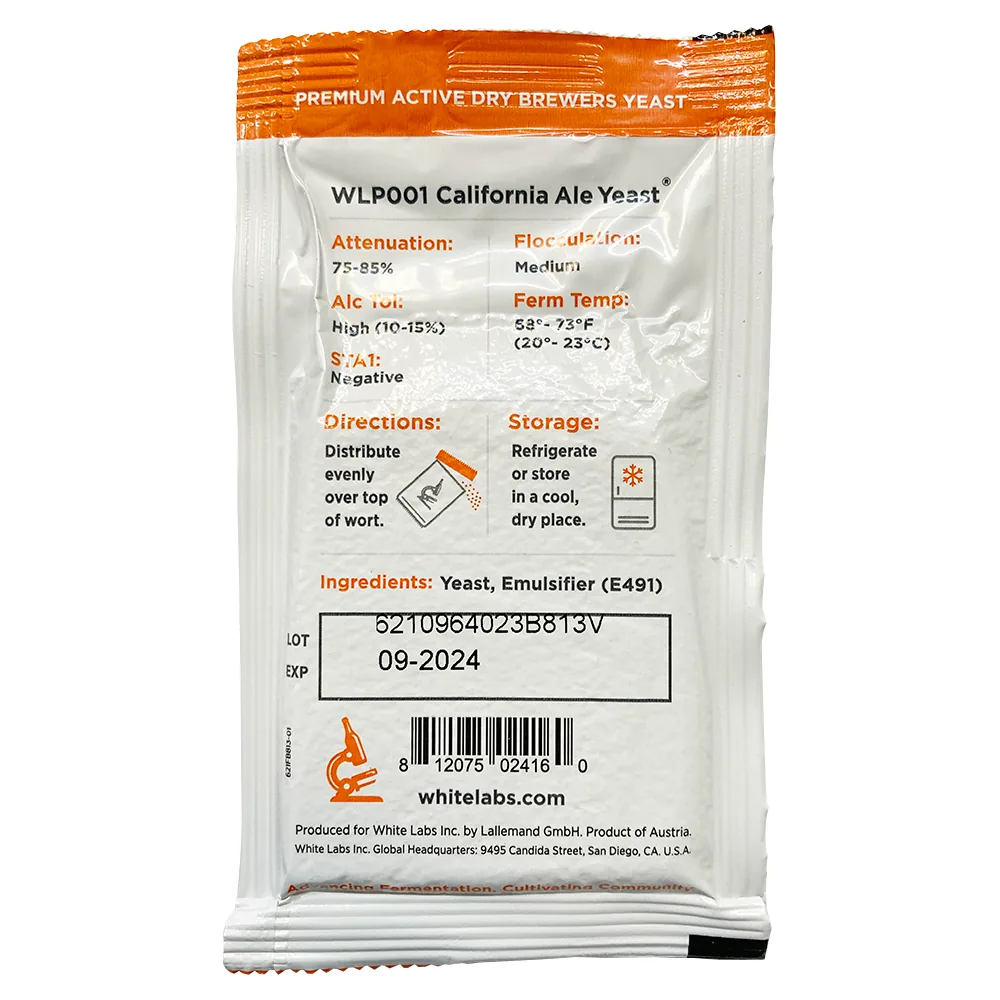 LEVADURA WHITE LABS WLP001 CALIFORNIA ALE 11 g FECHA DE CONSUMO PREFERENTE ANTERIOR - Image 2